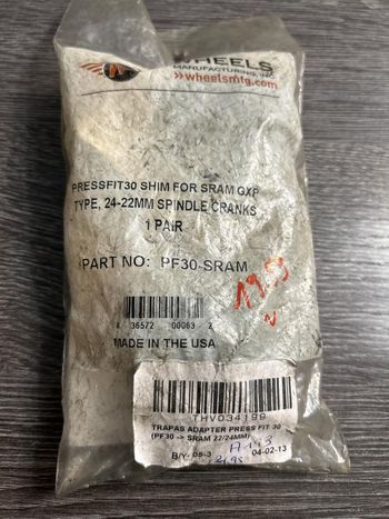 Wheels MFG, Adaptateur  Boîtier pédalier  Wheelssmfg pressfit 30 vers 24-22 Sram
