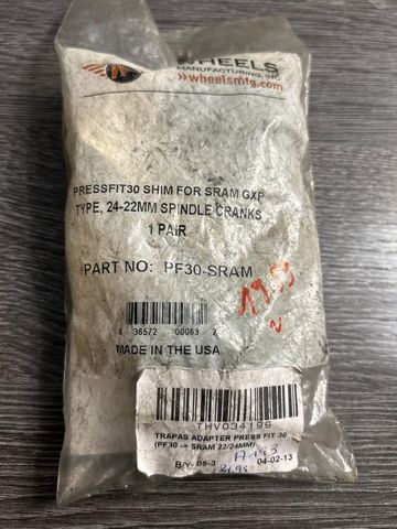 Używany Wheels MFG Adaptateur Boîtier pédalier Wheelssmfg pressfit 30 vers 24-22 Sram Drivetrain & Pedals