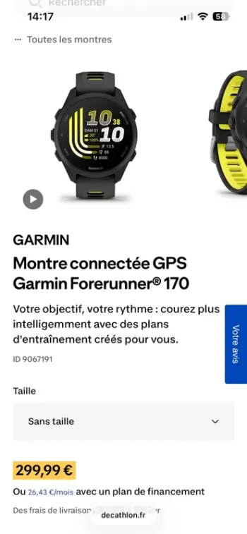 Used Garmin Forerunner 170 Electronics