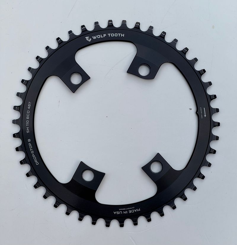 Used Wolf Tooth 46T 110 BCD Drop-Stop B 4-Bolt Chainring for Shimano Cranks Drivetrain & Pedals