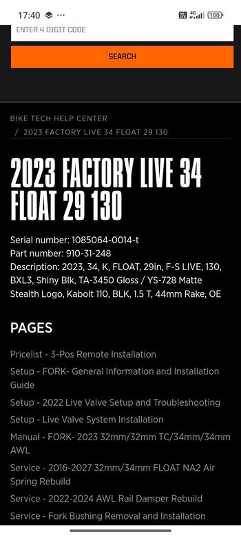 Used Fox 34 Live factory Fork