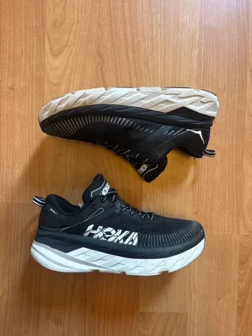 Used White Hoka Bondi 7 Running Shoes