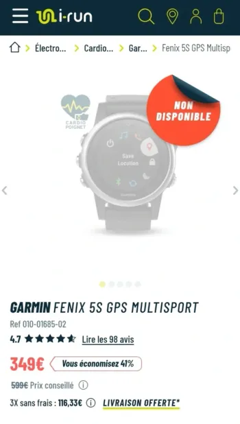 Used Garmin Fenix 5S bike — image 5 of 5