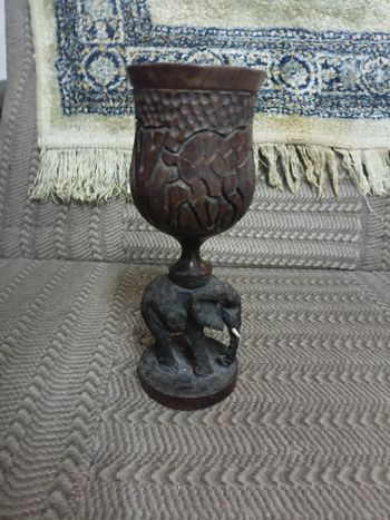 Used Madera Pareja de copas decorativas de tallada con elefante Cycling Accessories