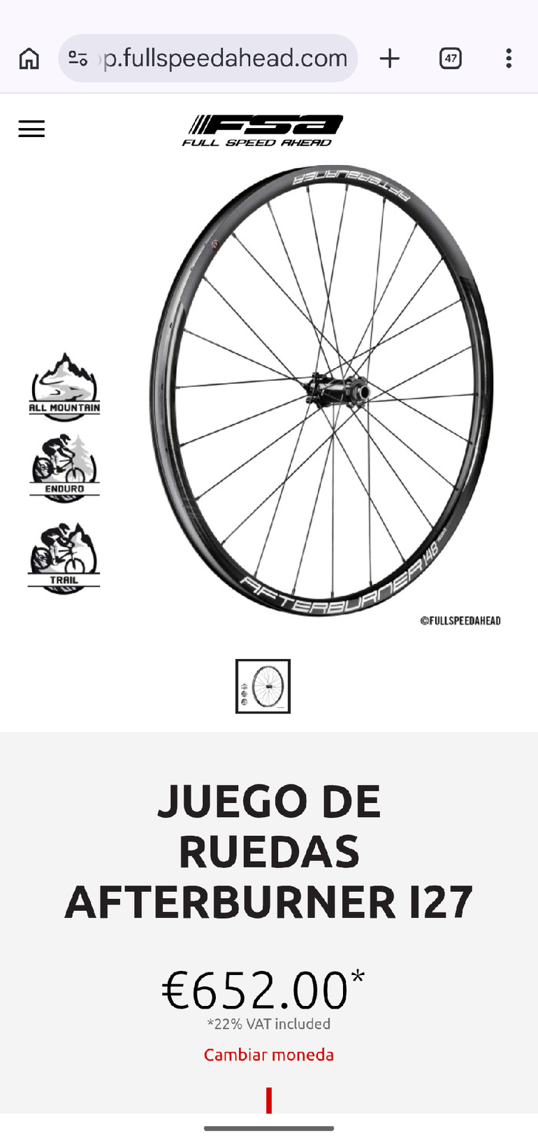Brugt Fsa Afterburner WideR 29 bike — billede 9 af 10