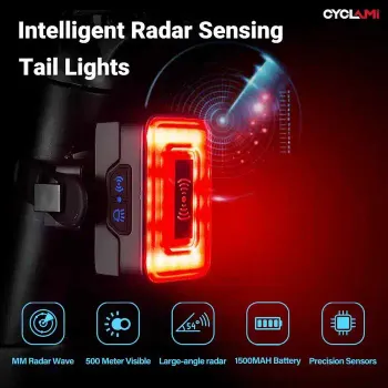 Brugt CYCLAMY RT01 Smart Radar Rear Light Cycling Accessories