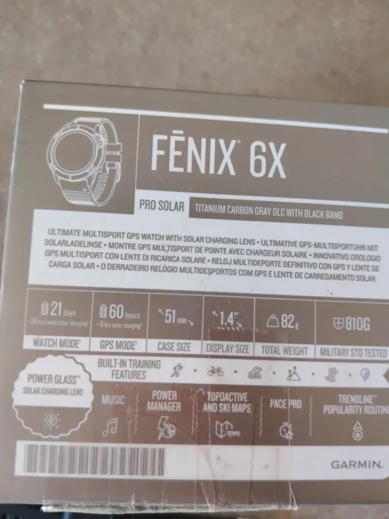 Used Garmin Fenix 6x Pro Solar bike — image 2 of 7