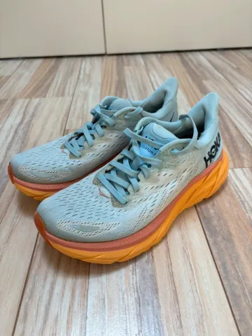 Used Orange Hoka Clifton 8 Running Shoes