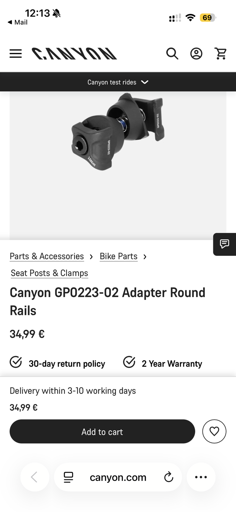 Używany Canyon GP0223-02 Clamp Set 7x7 2026 Saddles & Seatposts