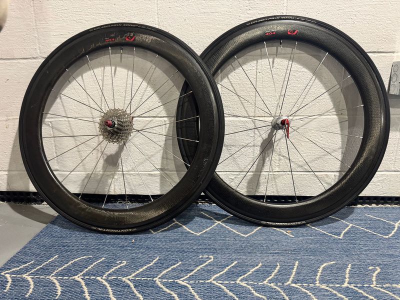 Used Zipp 404 Carbon Tubular Wheelset Wheels