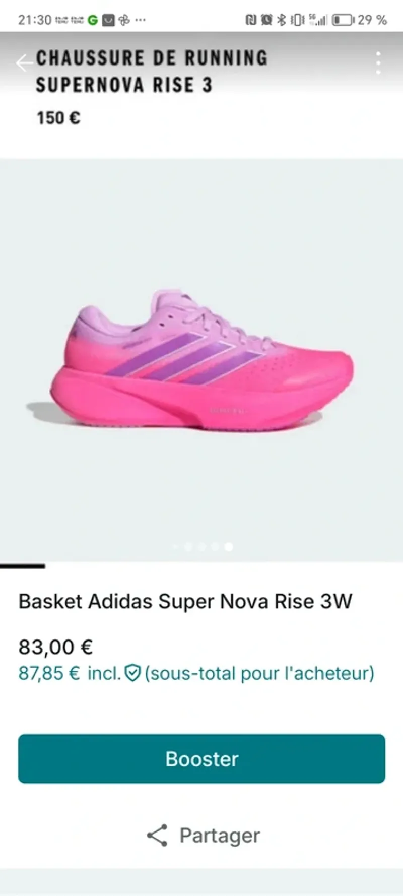 Used Adidas Super Nova Rise 3W Running Shoes
