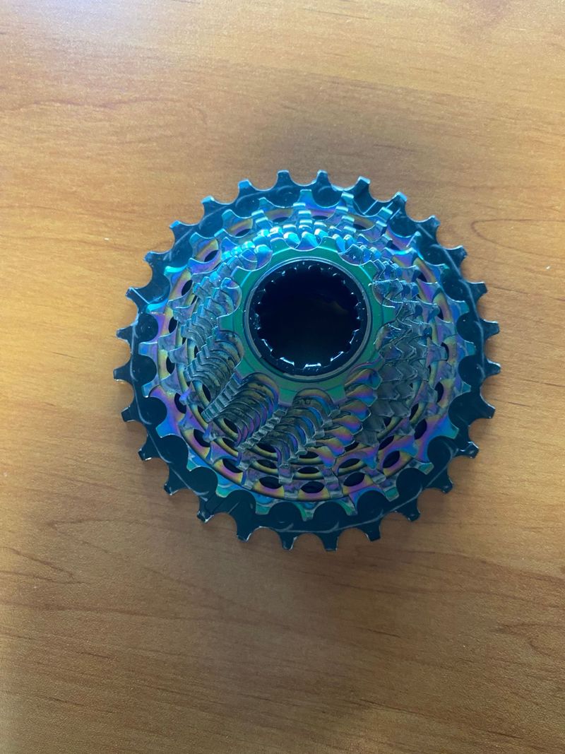 Used Sram Red AXS 12V 10/28 Rainbow Cassette Drivetrain & Pedals