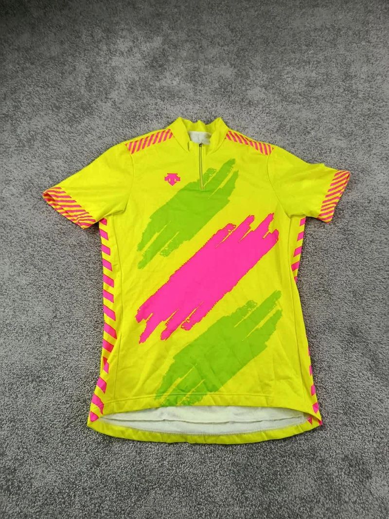 Używany Descente maillot velo homme taille M -36 7859 cyclisme route respirant Retro fluo Cycling Clothing