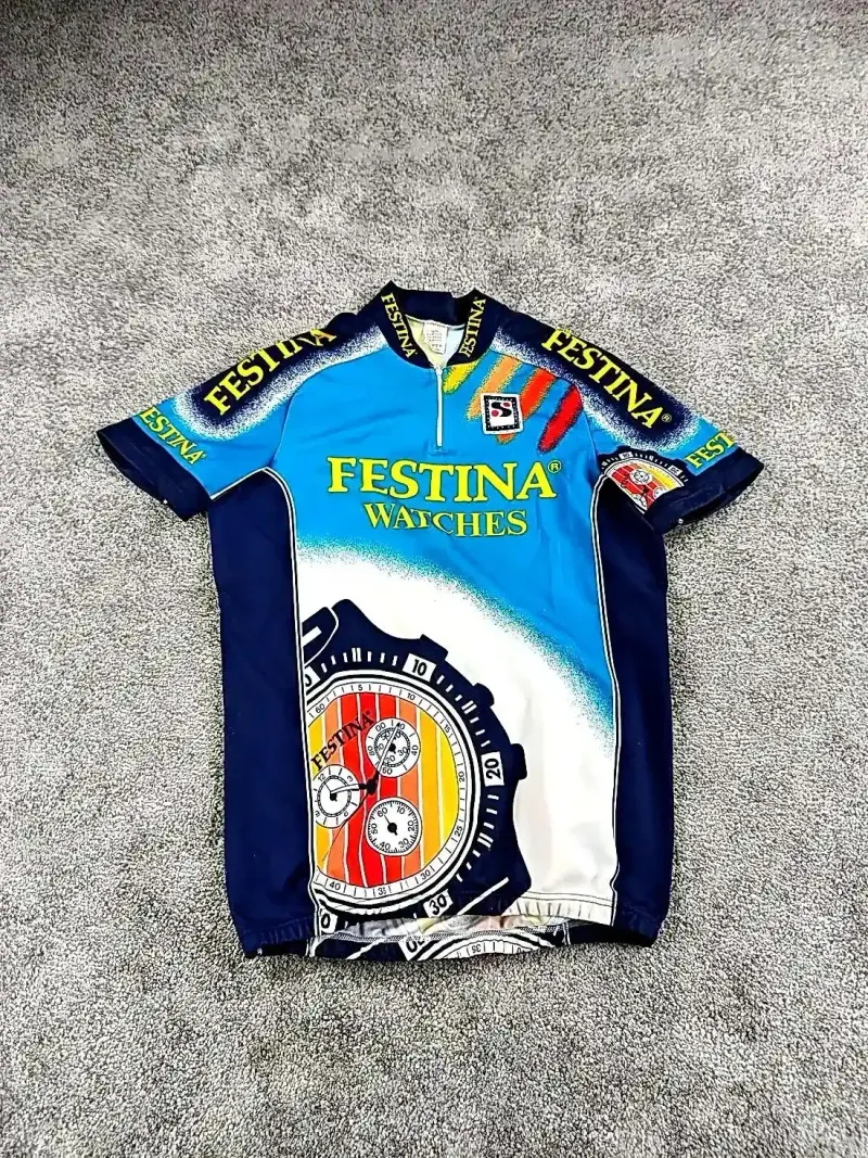 Used Sibille maillot velo homme taille M -38 9382 cyclisme route respirant festina Cycling Clothing