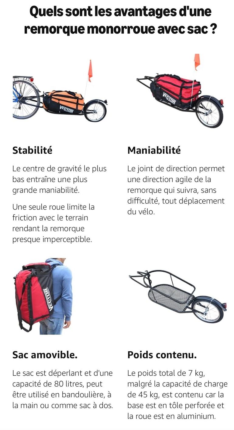 Brugt Vector Monoroue Remorque Vélo bike — billede 6 af 6