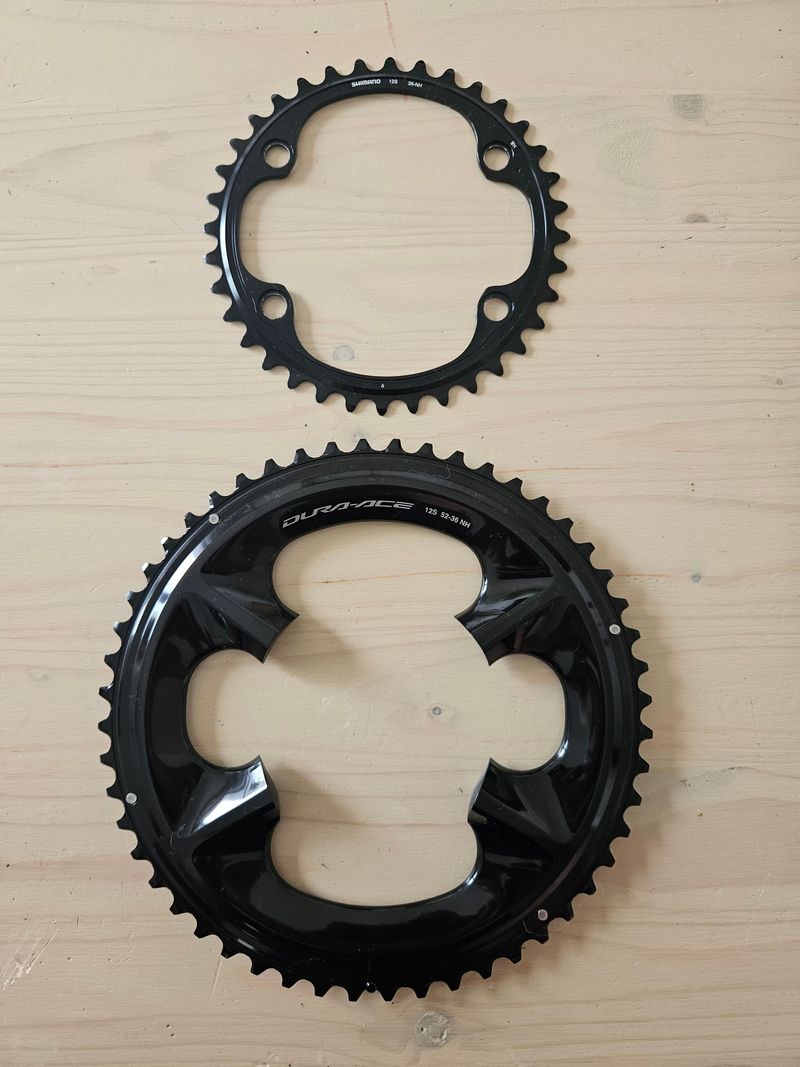 Used Shimano Dura Ace 52/36 12V Chainrings Drivetrain & Pedals