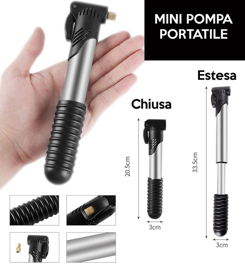 West Biking Mini pompa portatile per bici, per valvola Presta o Schrader Cycling Accessories d'occasion