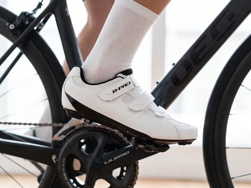 Used Be-Pro Zapatillas ciclismo blancas talla 41 con Velcro Cycling Shoes