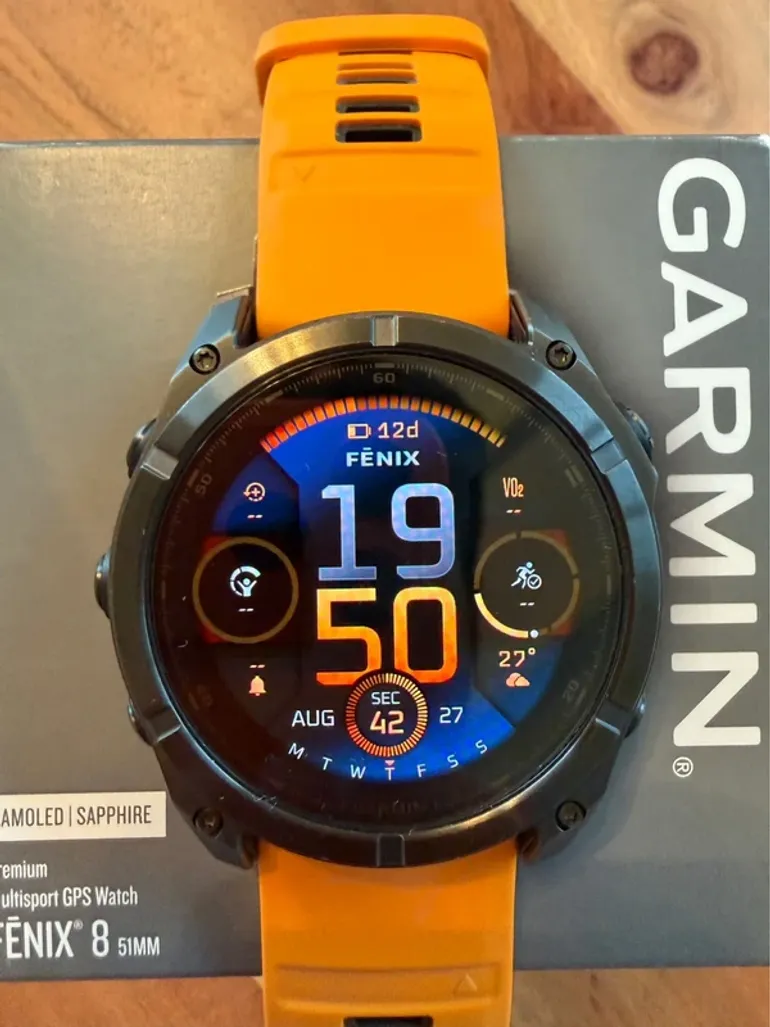 Used Garmin Fenix 8 51mm Sapphire Amoled Titanium bike — image 3 of 8