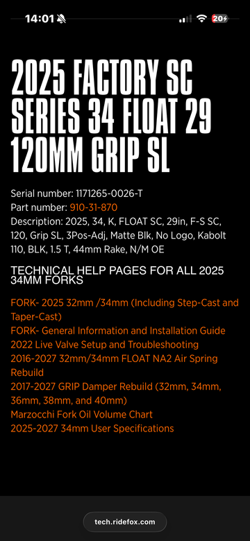 Fox 34 FLOAT Factory GRIP SL 2026 bike d'occasion — image 7 sur 7