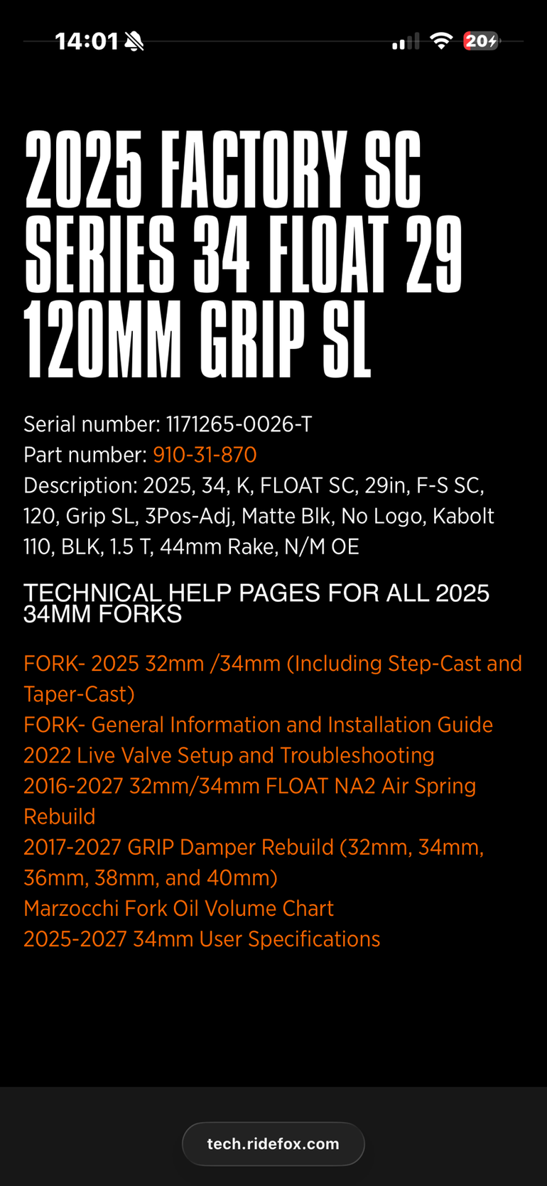 Fox 34 FLOAT Factory GRIP SL 2026 bike d'occasion — image 7 sur 7