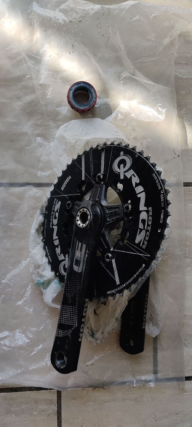 Used Rotor 3D Crankset with Q-Rings and Bottom Bracket 2020 Drivetrain & Pedals