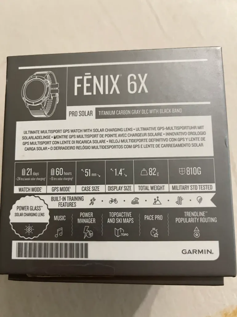 Used Garmin Fenix 6X Pro Solar bike — image 3 of 5