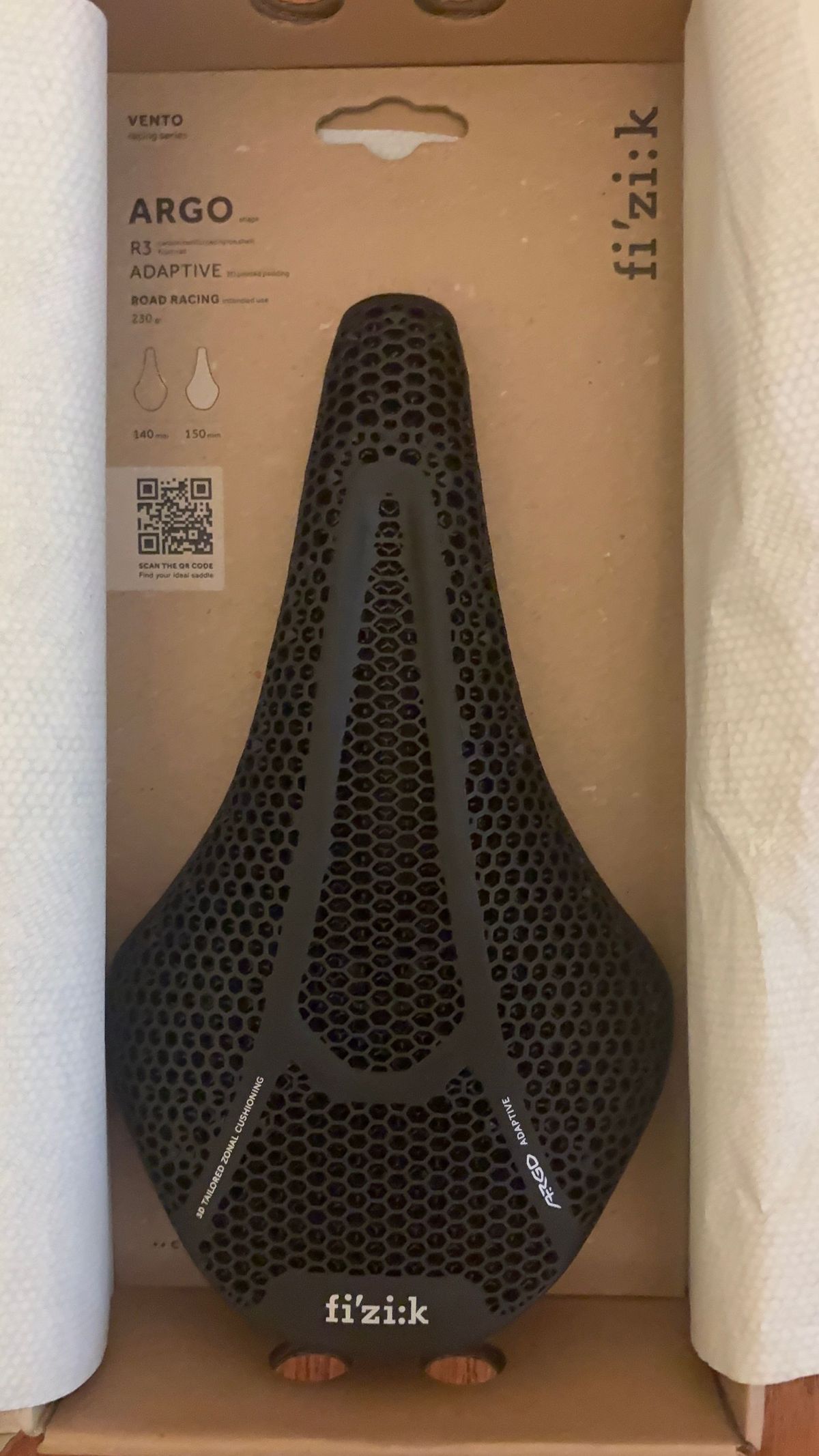 Used Fizik Vento Argo R3 Adaptive Saddle — 150 mm — New, Never