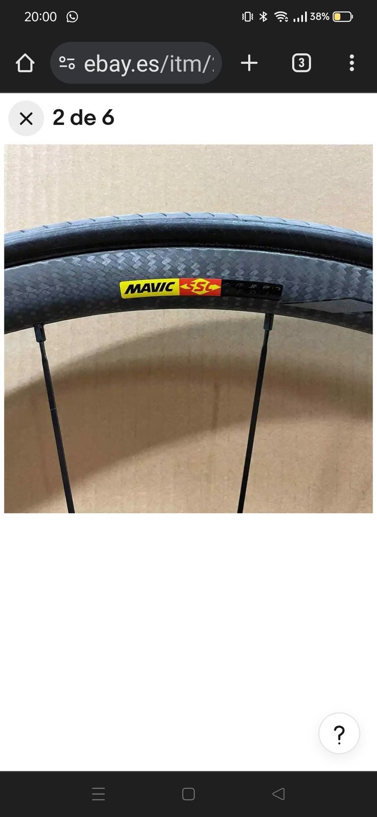 Used Mavic Ksyrium pro carbon SL disc tubular 2021 bike — image 2 of 3
