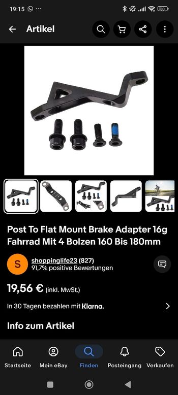 Brake Adapter Post to Flatmount Brake Adapter 160 - 180 mm bike usato